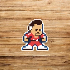 Retro 8-Bit Pixel Art Video Game Boxer Fighter Sticker Decal #2672