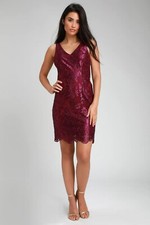 NEW Lulus Maroon Sleeveless Embroidered Lace Sheath Dress Sz M