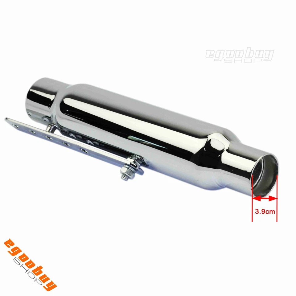 12" Motorcycle Shorty Muffler Exhaust Pipe Chrome For Harley Cafe Racer Bobber - Imagem 4 de 4