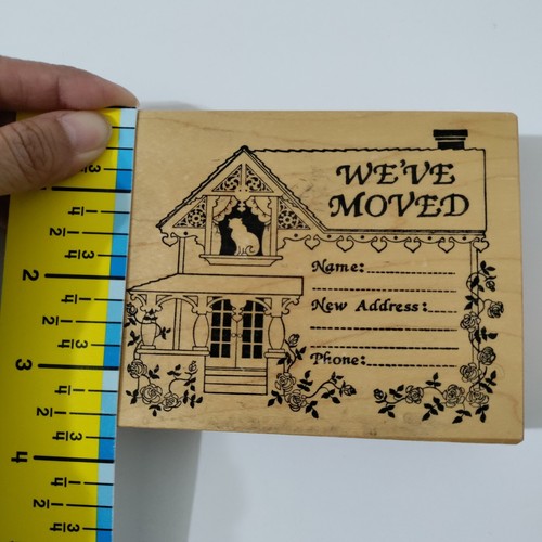 We've Moved Notice Name Address Phone House Info PSX K-417 Wood Rubber Stamp - Picture 4 of 8