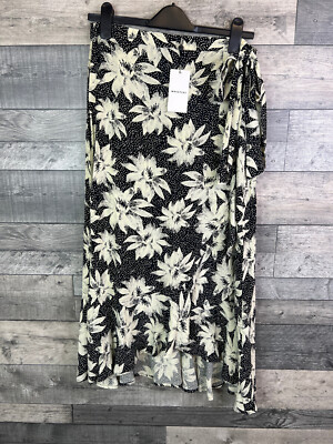 Whistles Wickel Midi Rock UK 14 schwarz Starburst Blumen Flatter Print hoch   