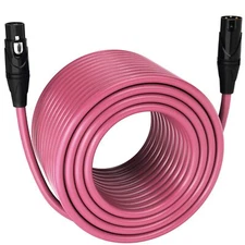 LyxPro Microphone 300 feet XLR Cable, Male to Female, 3 Pin Mic Cable, Pink