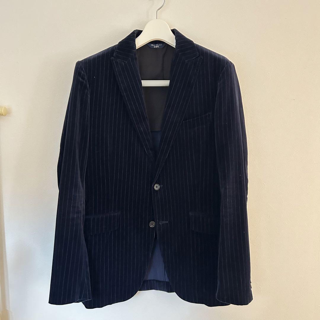 SHIPS Shipps Gilmes Luxury Velour Navy Strap Tailored Jacket SHIPS Shipps Gilmes Luxury Velour Navy Strap Tailored Jacket