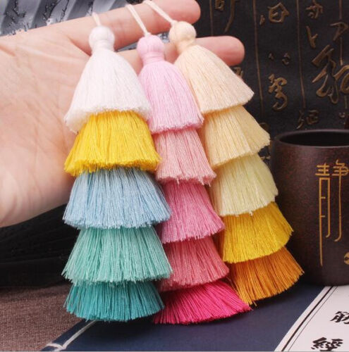 1pcs 5 Layer Cotton Tiered Earrings Tassels Pendant Key Chain Bag Decoration - Picture 1 of 19