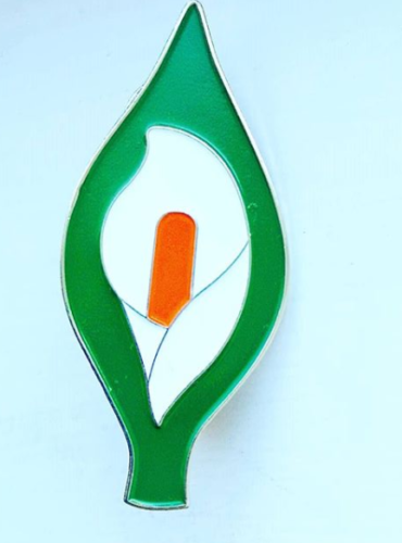 Large 60mm Easter Lily Enamel Pin Badge - Irish Republican Rebel 1916 Rising IE - Afbeelding 1 van 1