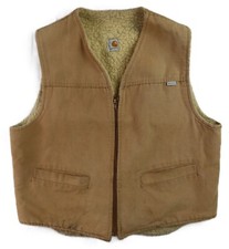 VTG 80s CARHARTT 6SV USA Men s XL Brown Sherpa Fleece Lined Vest DISTRESSED