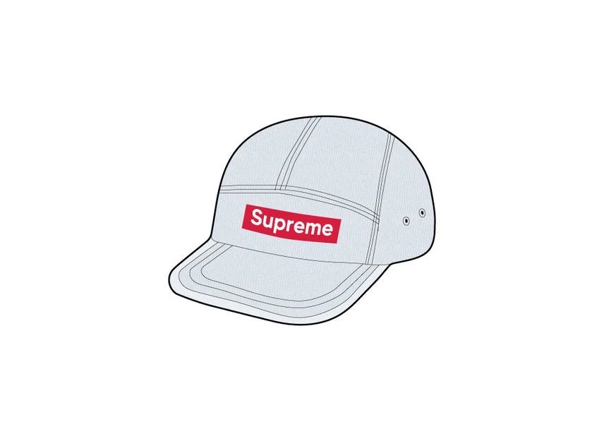 Casquette de camp en denim enduit Supreme blanche