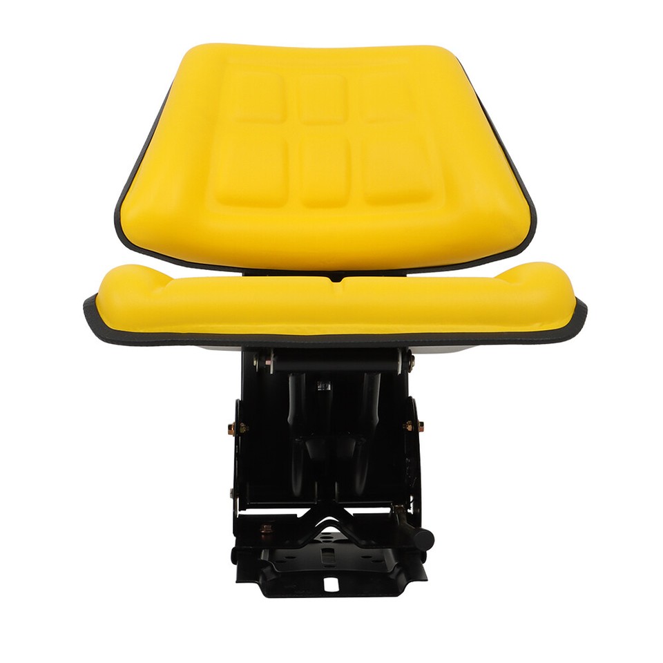 Yellow Suspension Tractor Seat For John Deere 5103-5520 Models - Vinyl, High Back, Slide Track