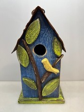 Wooden Metal Bird House Blue Green and Yellow Bird 3 Year Warranty Free Shipping