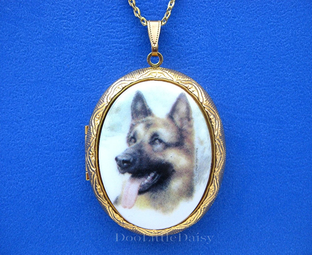 German Shepherd - necklace, keyring, set with a dog in orange box, Art Dog  USA | eBay