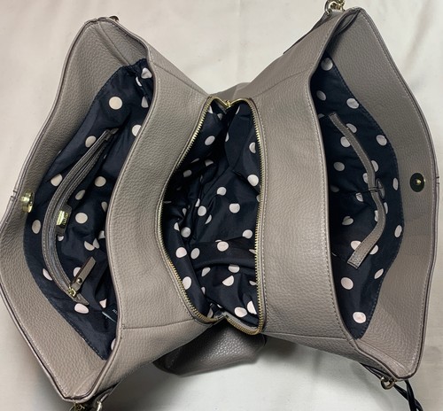 ANNE KLEIN Shoulder Bag Organizer Tote Sz L Taupe Grain Leather - Picture 7 of 8