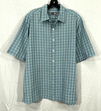 FIDRA Blue/Yellow Plaid Twill BUTTON-UP CAMP SHIRT Casual Summer Comfort SZ L