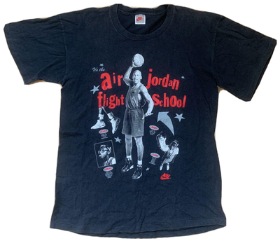 Michael Jordan Spike Lee Nike Tee T Shirt Size L Made In USA Flight School  Vtg