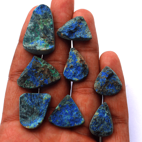 8 Pcs Natural Arizona Azurite Malachite Raw Face 18mm-32.3mm Druzy Gemstones Lot - Picture 9 of 15