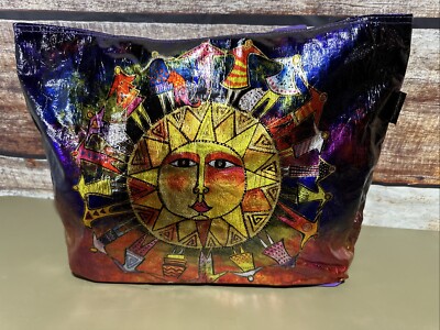 Laurel Burch Harmony Under The Sun Foil Tote Bag NWT 15''x15'' Vibrant Metallic