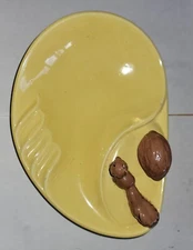 Vintage Ceramic Ashtray Relish Dish Squirrel Acorns  1956 Signed 