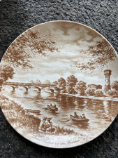 Heimatteller Düren 24 cm, AK Kaiser Porzellan limitiert Rurbrücke mit Wasserturm