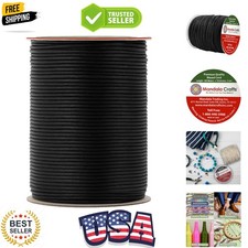 2mm Black Cotton Waxed Cord for Jewelry Making, 109 Yards Waxed Cotton Stri...