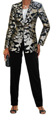 size 6 Formal Church Party Black Gold Silver Porsha Pantsuit Set Ashro new