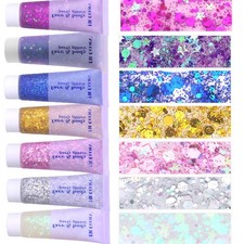 Face  Body Glitter Gel for Festivals, Concerts  Makeup  Pink Blue Purple Gold