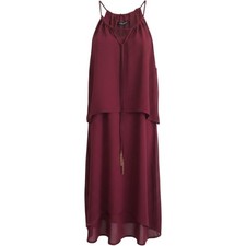 Something Borrowed Dress Womens S Burgundy Layered High Low Halter Tassel Accent