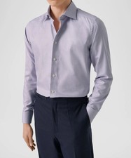 Eton Men's Purple Contemporary-Fit Organic Cotton Chevron Dress Shirt 42/16.5