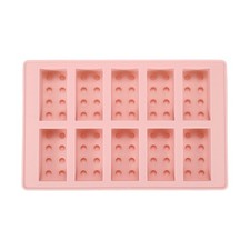 Beeswax Candle Mould,12cm x 18.2cm 10Grids Building Blocks Reusable Module Pink