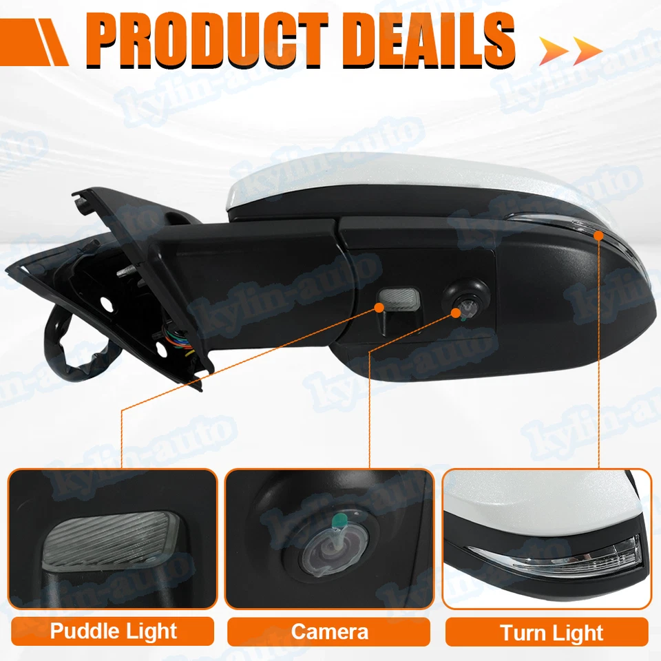 Левое жемчужно-белое зеркало с камерой слепое пятно 14 контактов для Toyota 4Runner 2014-23 - Изображение 4 из 4