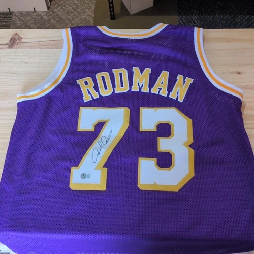 Dennis Rodman Beckett Witness Signed Los Angeles Lakers Jersey 5x NBA CHAMPION