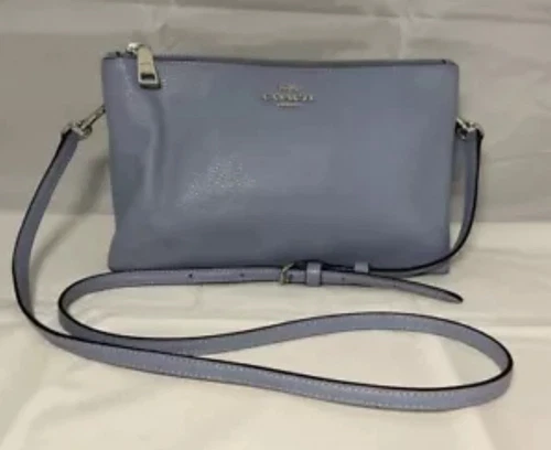 Borsa a tracolla Coach LYLA autentica precedentemente amata doppia zip blu fiordaliso