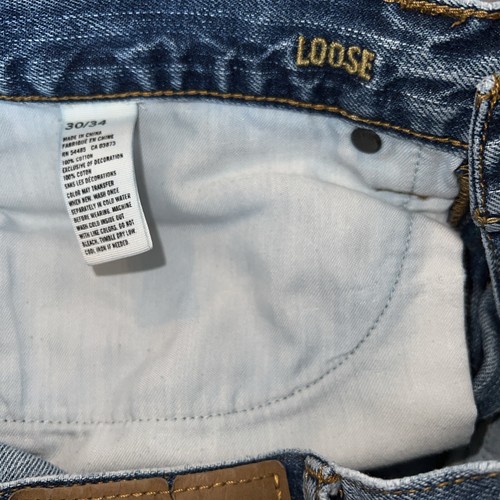 American Eagle Men's Relaxed 100% Cotton Loose Fit Denim Blue Jeans 30x34 - Picture 6 of 7