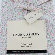 Laura Ashley Queen Sheet Set Emogene Pink 4pc Farmhouse Chic Floral Cottage New