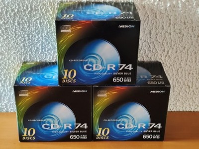 Medion CD-R 74 650 MB ~ 74 Min. High Quality Silver Blue 30 Stück in Jewel Case