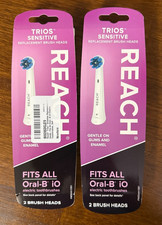 NIB 2x REACH Trios Sensitive Replacement Toothbrush Heads - Fits All Oral-B iO