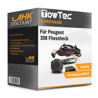 Für Peugeot 308 Fliessheck 13-21 TOWTEC Elektrosatz 13polig fahrzeugspezifisch