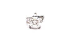 Sterling Silver 925 Cubic Zirconia Flower Ring Size 8 Marsala B2