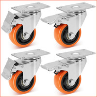 MöBelrollen 75Mm Polyurethan Lenkrollen 450Kg TragfäHigkeit 4Er-Set Mit Bremse