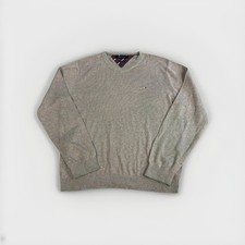 Tommy Hilfiger V-Neck Jumper Premium Cotton L Logo Purple