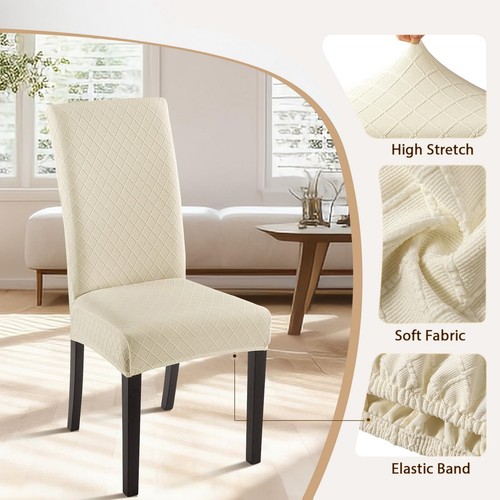 Esszimmer Stuhlhussen 6er Set, Stretch Jacquard Parsons Stuhlhussen... - Bild 3 von 8