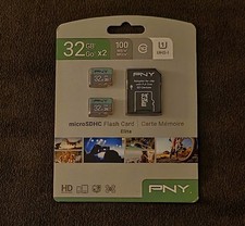 PNY Elite 32GB Micro SD Card 2 Pack Brand New