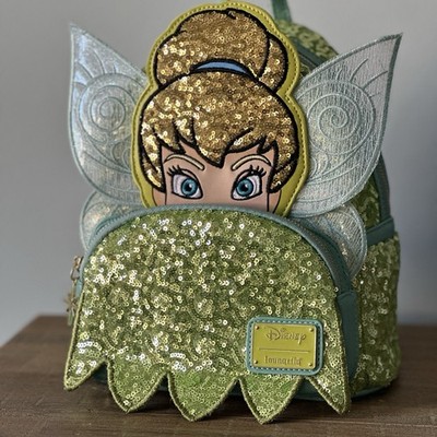 Loungefly Disney Tinker Bell Green Sequin Mini Backpack Peter Pan Loungefly NWT