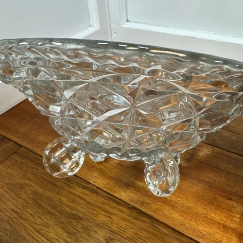 Cristal D’Arques Longchamp Crystal 11” Footed Fruit Bowl France Vintage - Picture 3 of 8