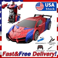 SPIDER-MAN TRANSFORMERS RECHARGEABLE Remote Control Car Toy Girls Boys Toys 1:18