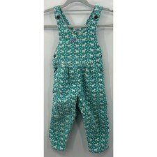 Vintage OshKosh B'Gosh Vestbak Overalls Turquoise Corduroy Horse print Kids 4T