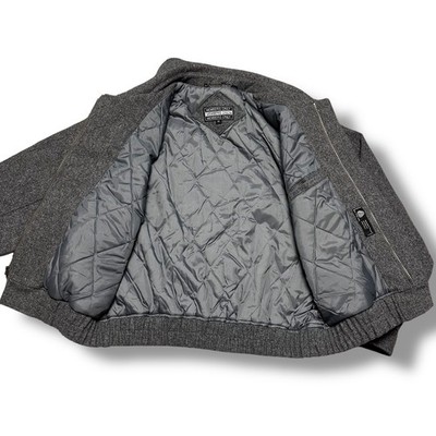 ジャケット・アウター 80s OKIEF MARINA TypewriterCotton Bomber Vintage 80s Members Only Wool Bomber Jacket Gray Quilted Lined Sz