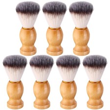 7Pcs Men Shaving Brush Wood Handle, Professional Salon Tools Hand Brown