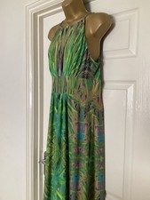 VINTAGE WALLIS STRAPPY  VIBRANT COLOUR LONG MAXI DRESS GC SZ 12 £8.50