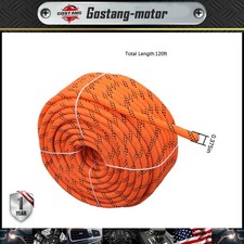 Orange Black 3/8in by 120ft 48 Stranded Braided Rope Breaking Strength 3430 Lbs