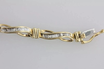 7CT Baguette Cut Simulated Diamond Unisex Tennis Bracelet 14k Yellow Gold Plated