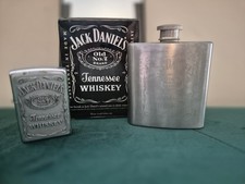 Jack Daniels No.7 Hip Flask and Lighter Set Stainless Steel